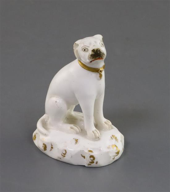 A Rockingham porcelain figure of a seated pointer, c.1830, H. 7.2cm